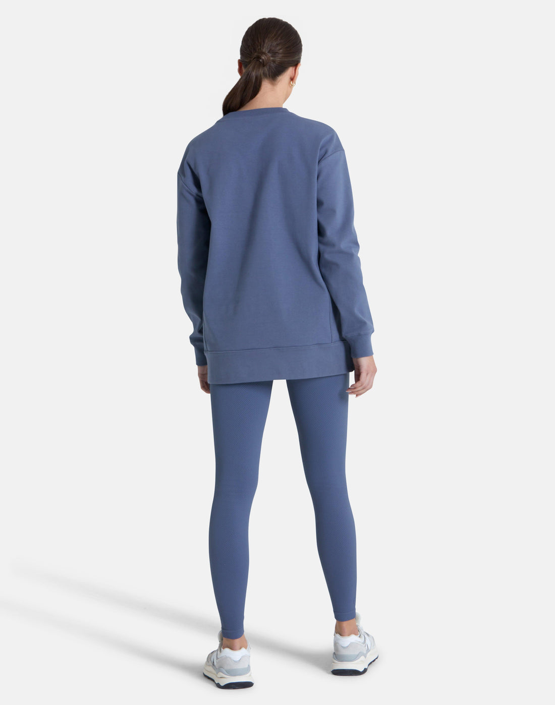 Gym + Coffee Longline Crew Neck Jumper W Thunder Blue