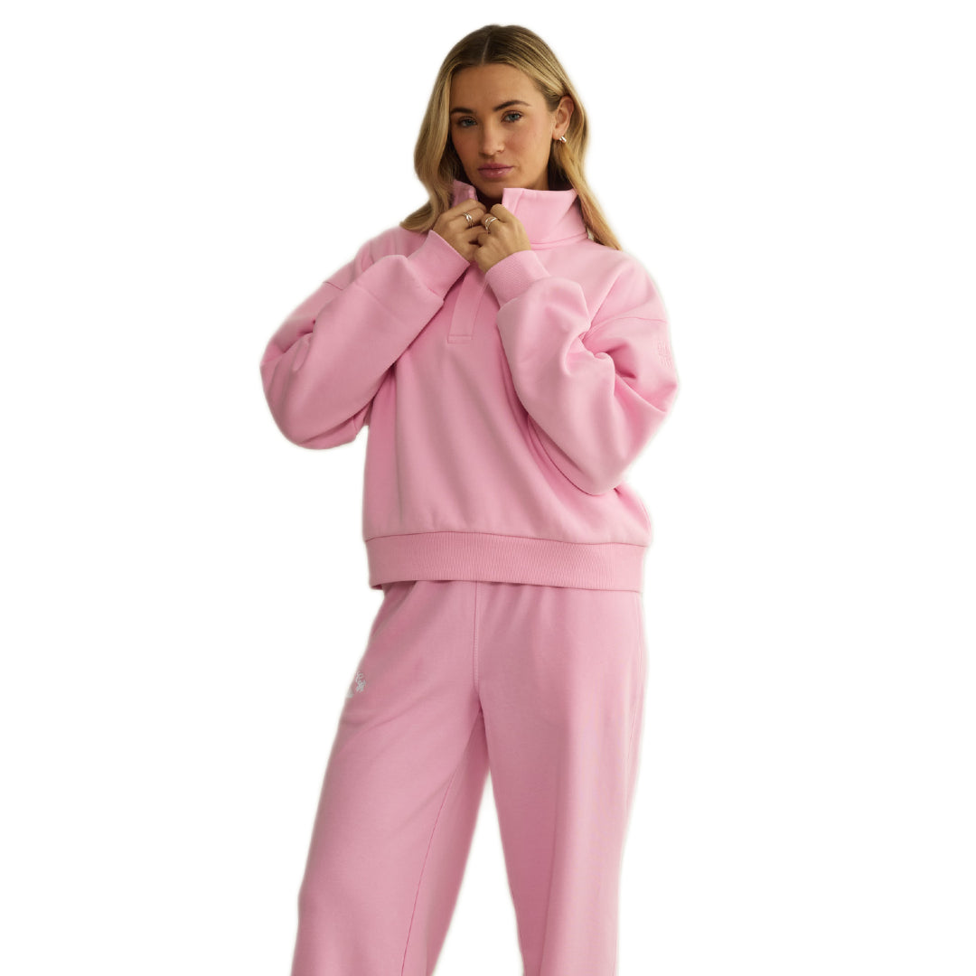 Gym + Coffee Urban Snap Collar Sweatshirt W Pink Blossom