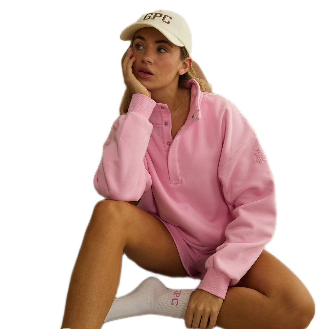 Gym + Coffee Urban Snap Collar Sweatshirt W Pink Blossom