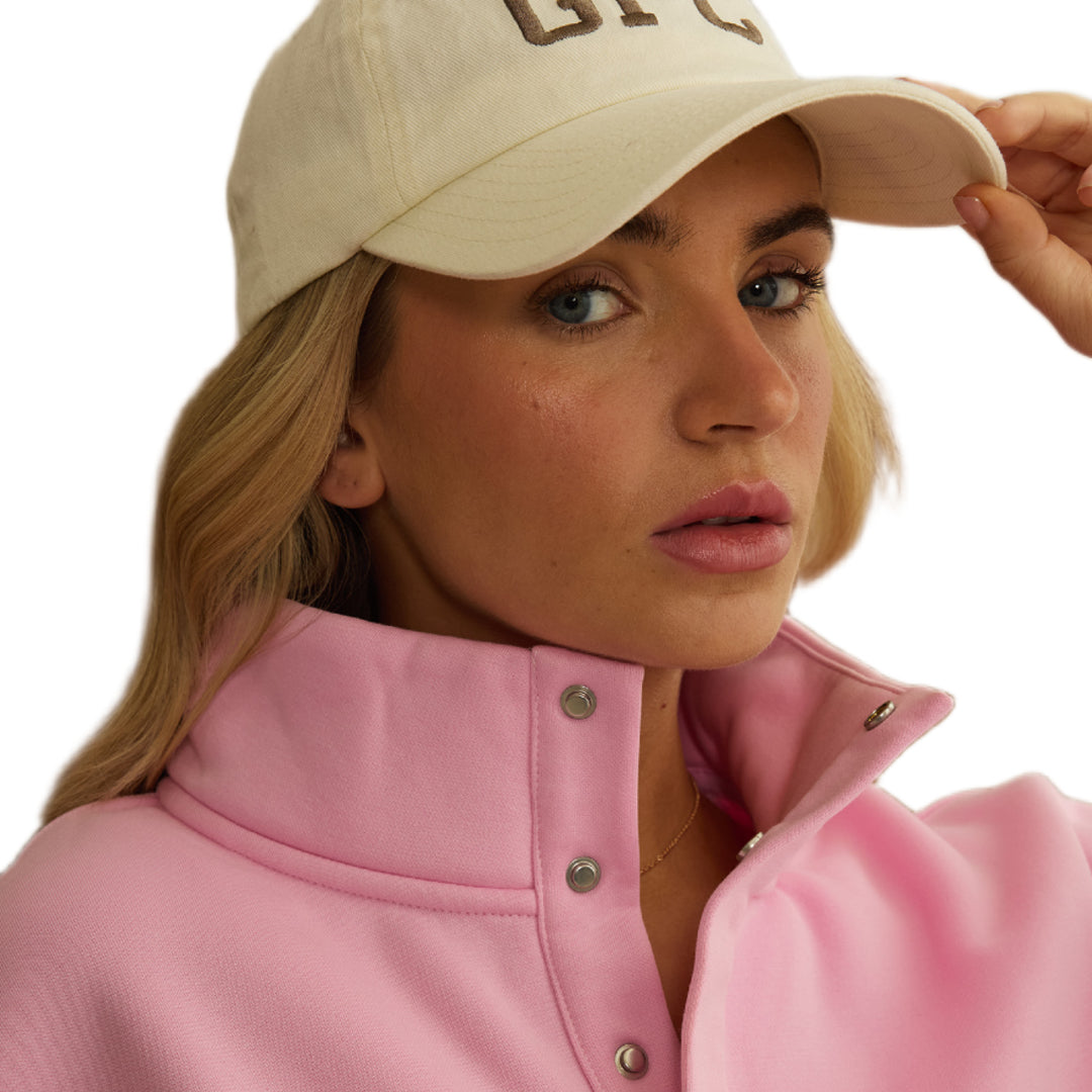 Gym + Coffee Urban Snap Collar Sweatshirt W Pink Blossom