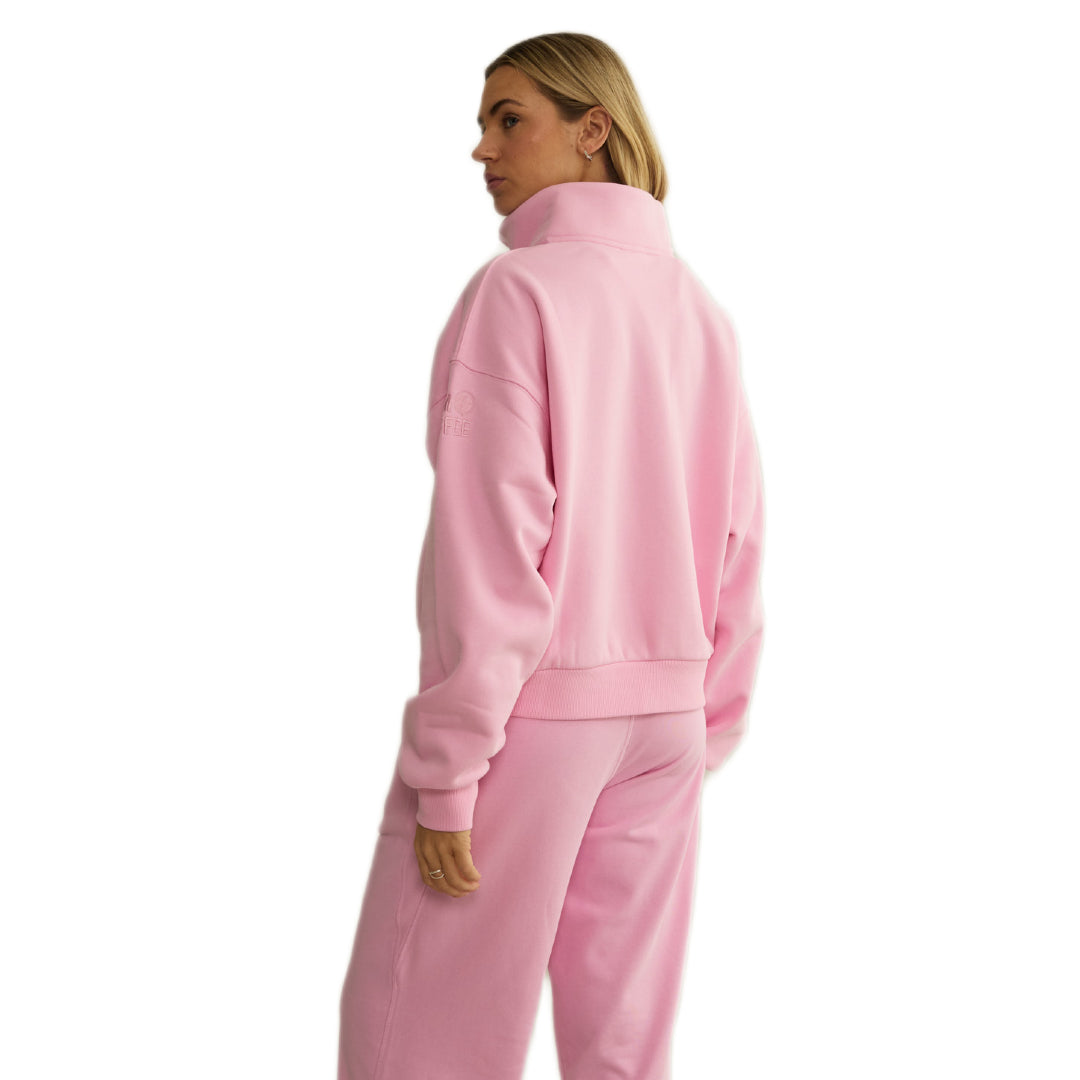 Gym + Coffee Urban Snap Collar Sweatshirt W Pink Blossom