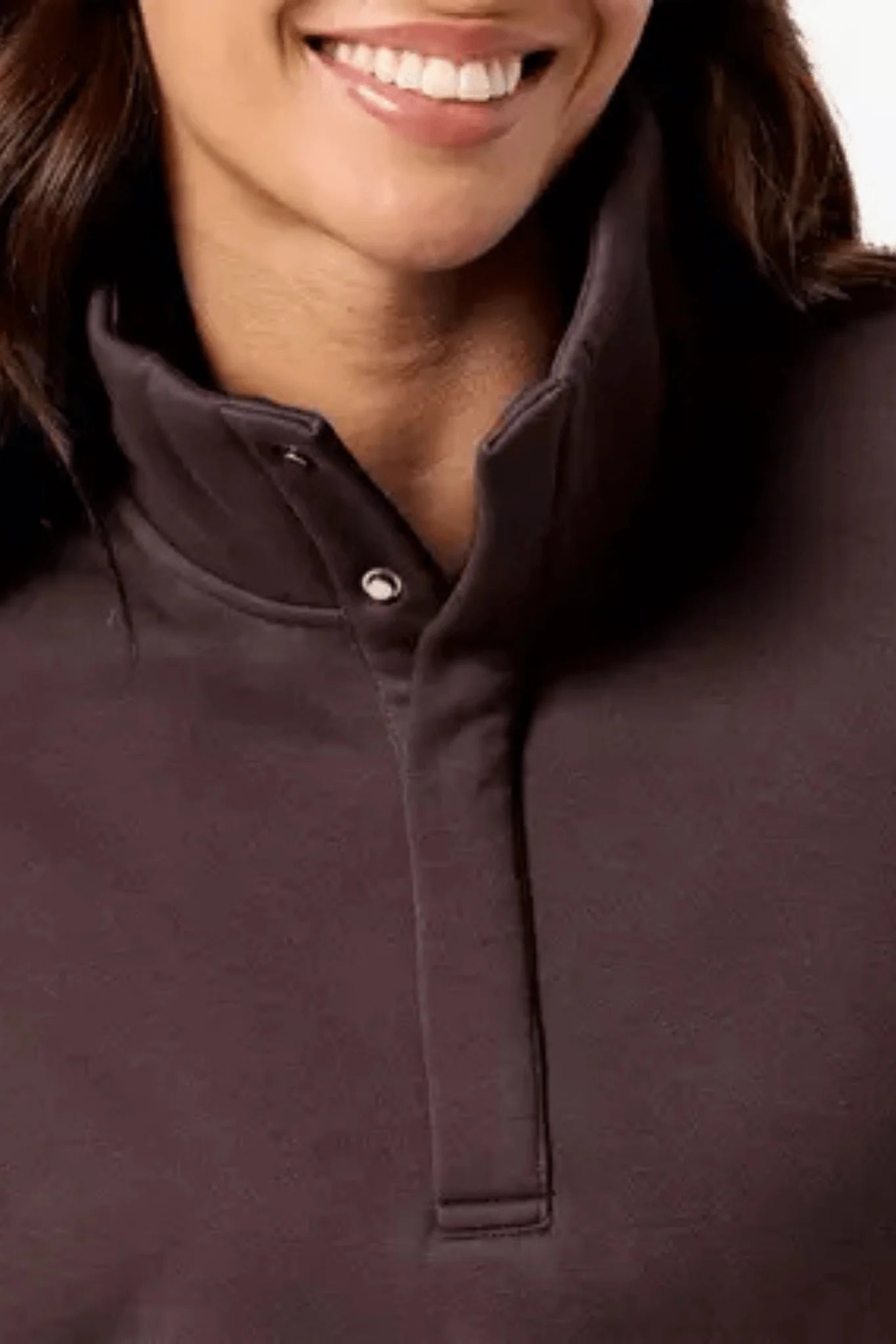 Gym + Coffee Snap Collar Sierra Sweatshirt U Mocha Bean