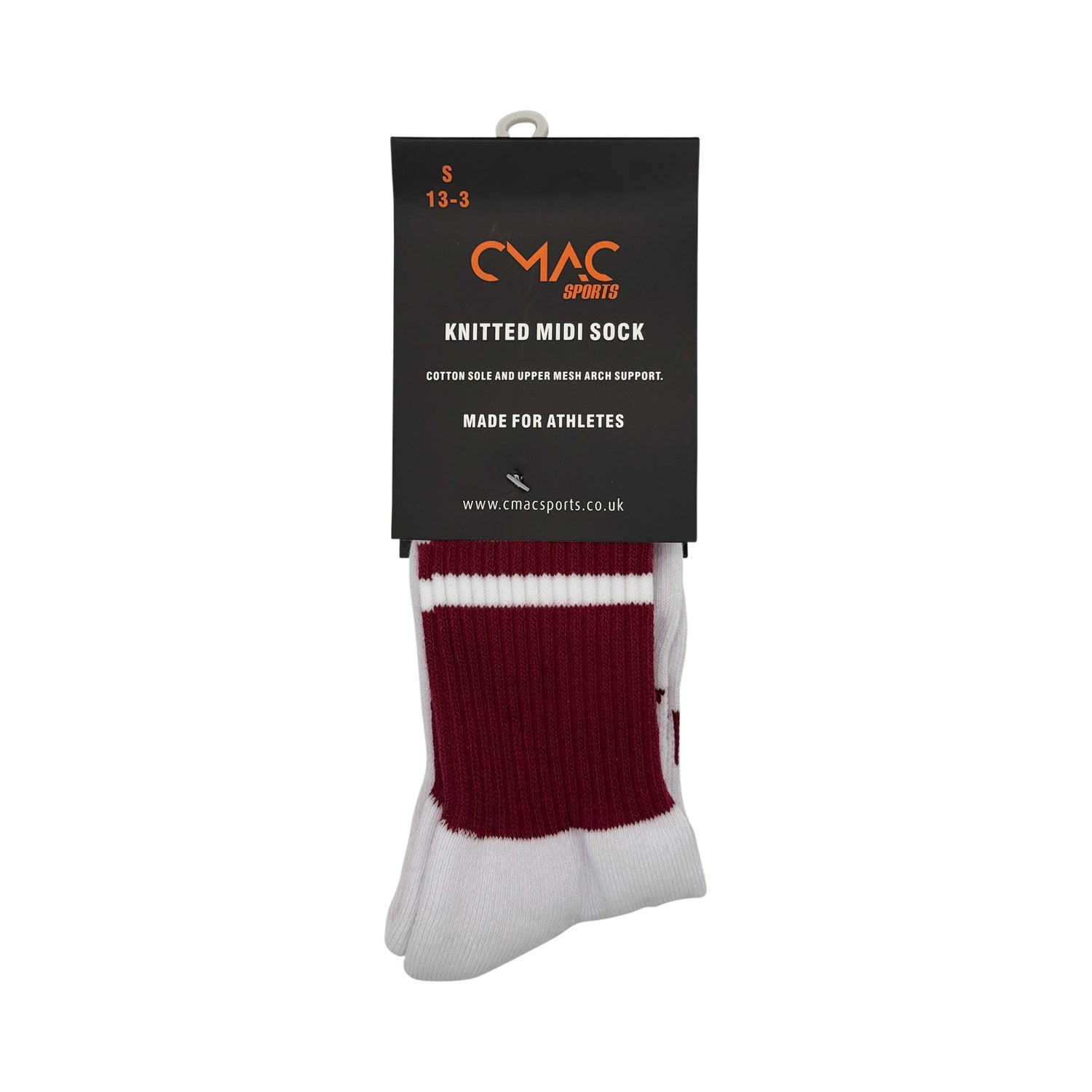 CMAC Midi Sock Maroon/White