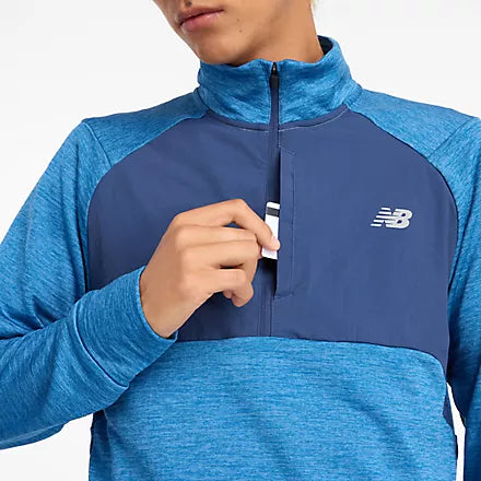 NB Athletics Heat Grid 1/2 Zip Top Heron Blue