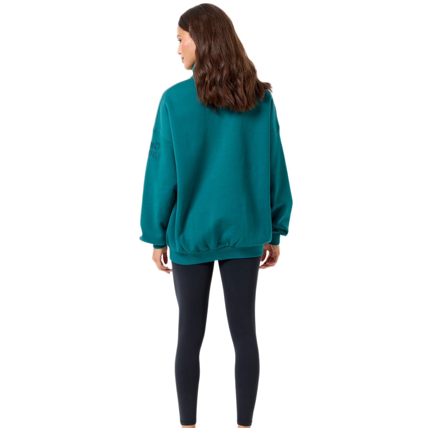 Gym + Coffee Snap Collar Sierra Sweatshirt W Teal