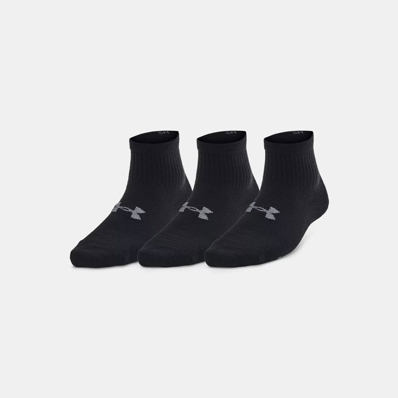 UA Essential 3pk Qtr Sock K Blk