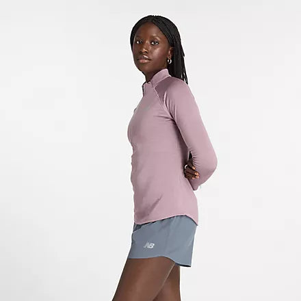 NB Athletic Heat Grid Half Zip Top W Ice Wine Heather